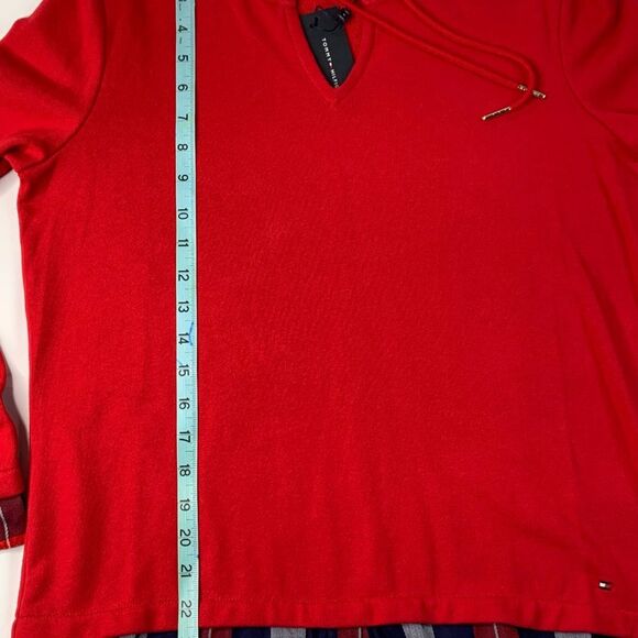 TOMMY HILFIGER 2-For-One Hooded Plaid Long Sleeves Top - Picture 9 of 9